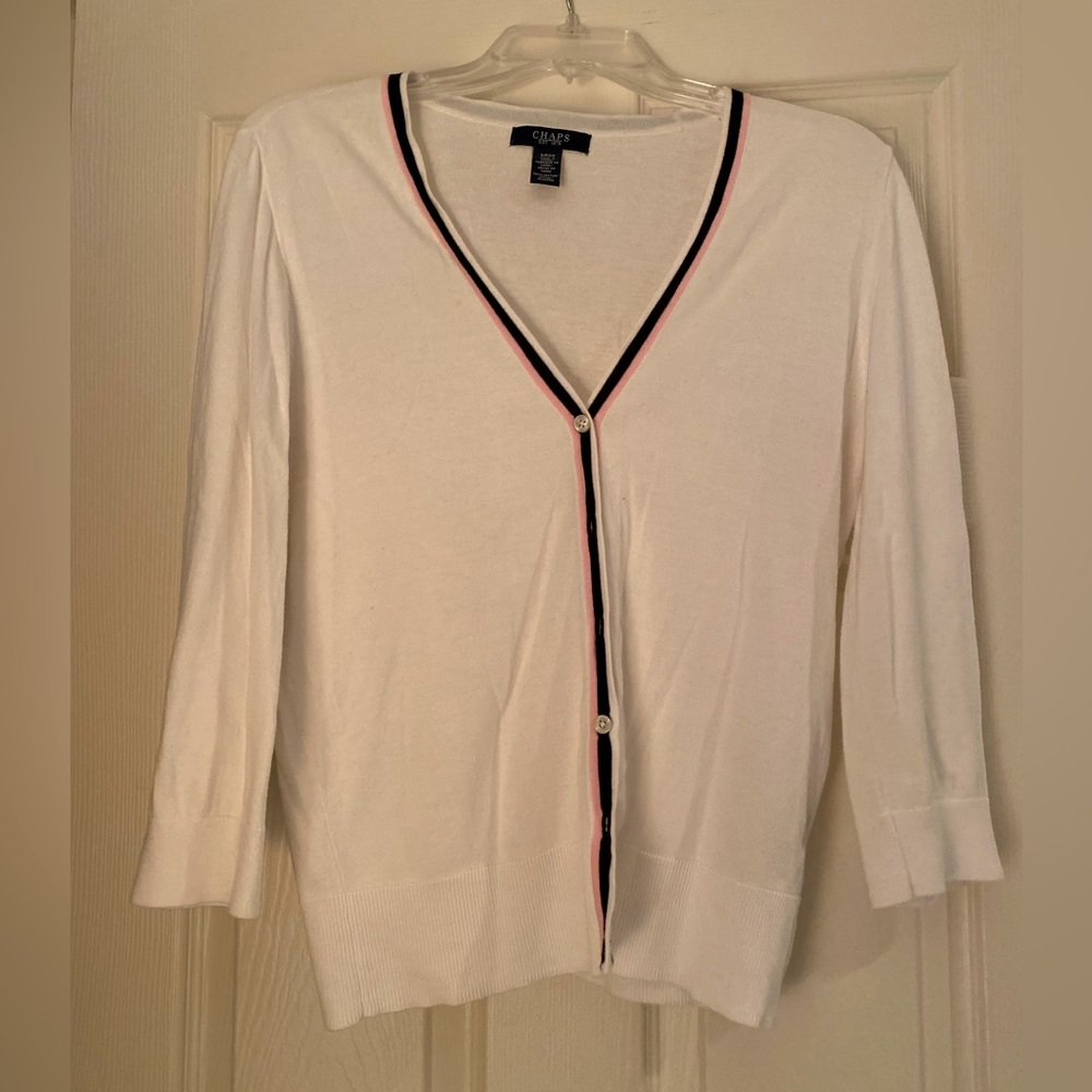 Chaps cardigan sweater with piping